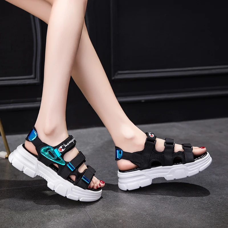 Женские модные сандалии на плоской платформе высотой 5 см/1 95 дюйма летние уличные