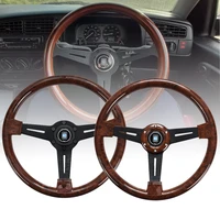 universal 14 inch nd retro wood grain auto racing steering wheels deep corn drifting abs sport steering wheel with logo