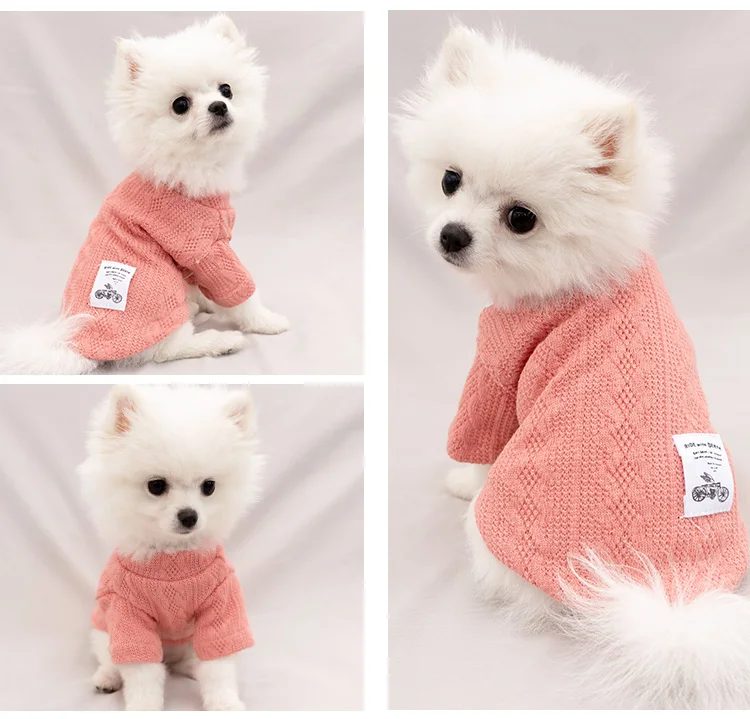 

Classic Solid Puppy Dog Sweater Winter Warm Clothing for Small Dogs Costume Chihuahua Coat Knitting Crochet Cloth Jersey for dog