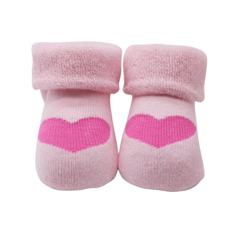 63P Baby Boys Girls Thickening Cotton Heart Print Cartoon Anti-slip Floor Socks Hot Newborn Winter Autumn Warm Soft Clothes Socks - Цвет: 63P