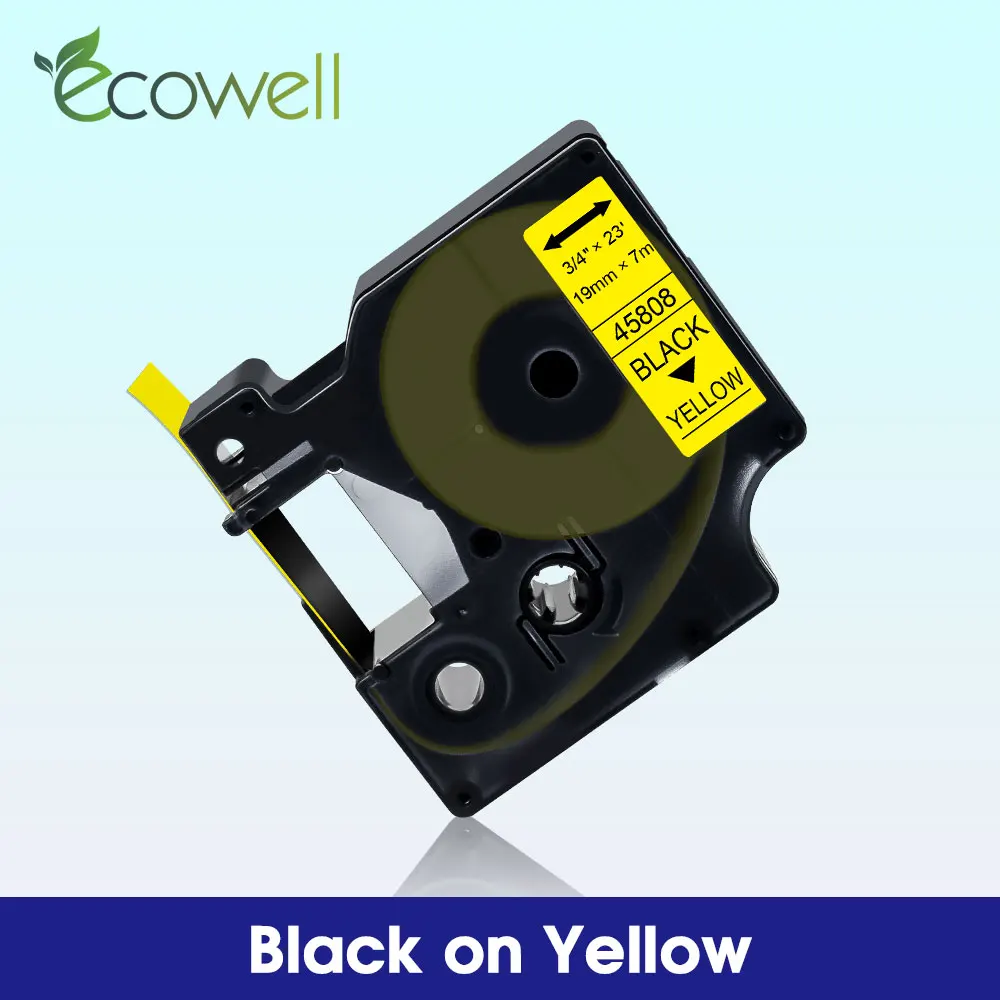 

Лента для принтера Ecowell, 19 мм, черная на желтом 45808 для Dymo D1, лента для принтера 45808 для Dymo LabelManager LM360D LM420P LM500TS LM300