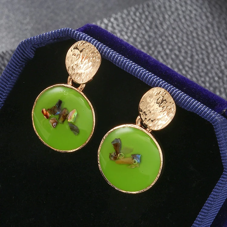 2019 корейские цветные серьги из смолы круглые желтые висячие капельки для женщин