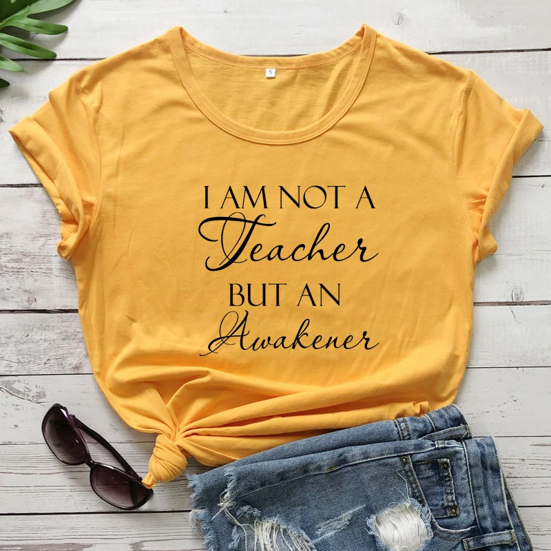 Футболка женская повседневная с коротким рукавом топ цитатами для учителя со