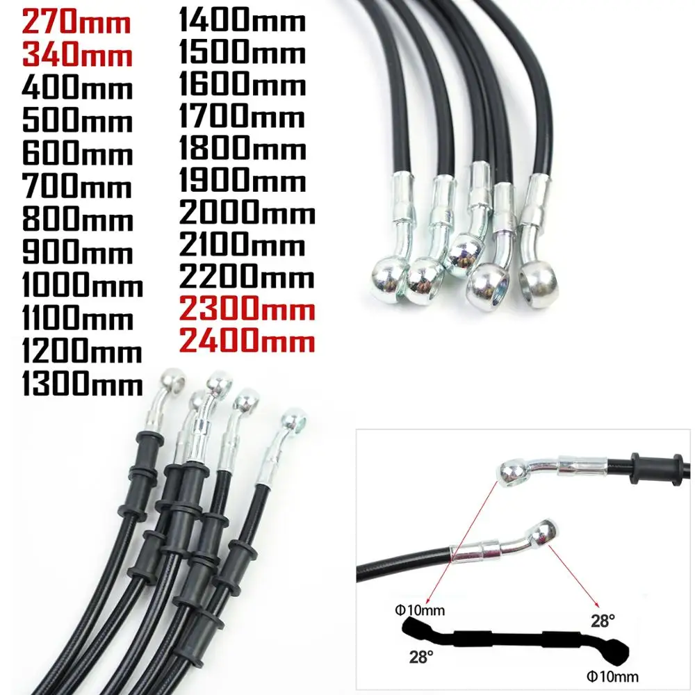 270mm-2400mm Brake Hose Hydraulic DOT Line Cable 10mm Banjo for Suzuki Kawasaki Yamaha Pipe Line Braided oil hose 340 2300