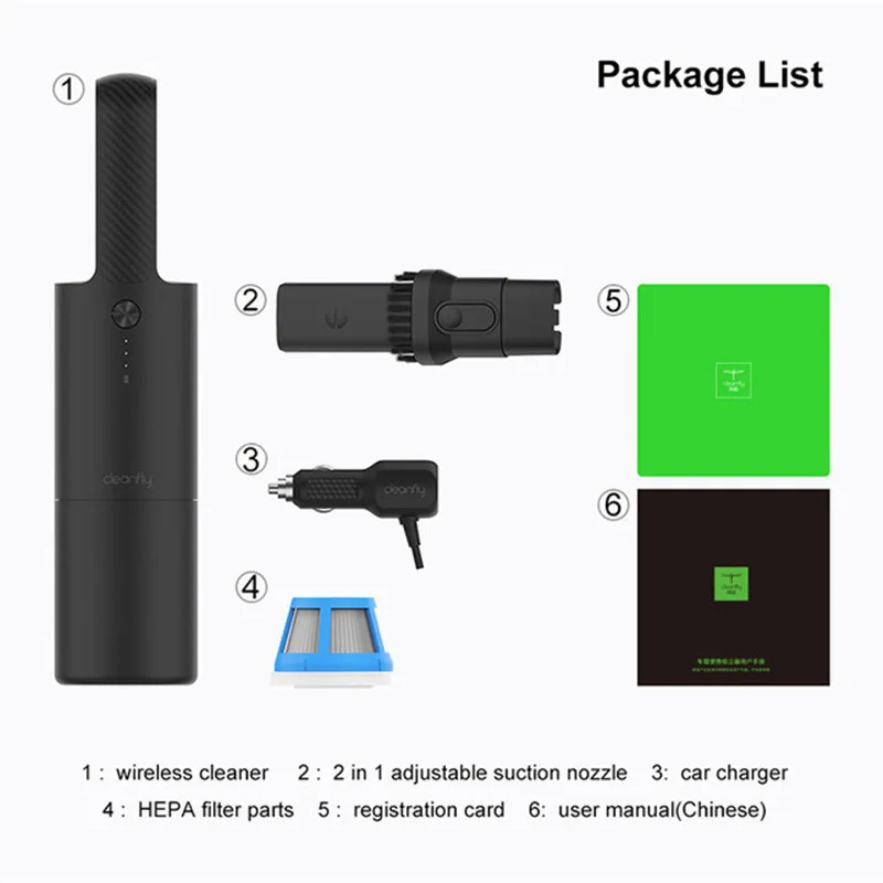 Беспроводной портативный автомобильный пылесос XIAOMI ручной автоматический