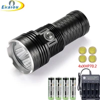 professional diving flashlight 4xxhp70 2 led strong light underwater white yellow dive lighting fishing waterproof searchlight