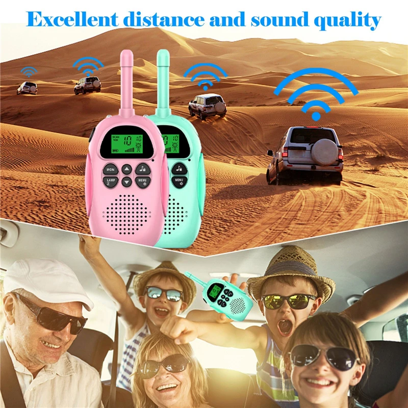 2pcs Kids Mini Walkie Talkie Portable Flashlight HF Transceiver 1000mAh Battery 3-5km Hiking Interphone Toys Gift Two Way Radio