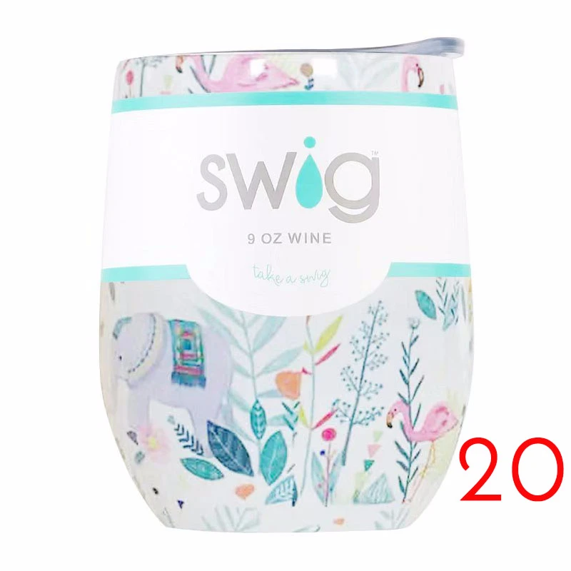 swig 2019 Swig кружки винного цвета Termos Tumber кружка из нержавеющей стали Термос Stemless 9oz с крышками - Цвет: swig 2019