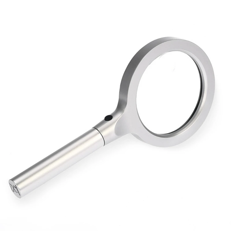 

Metal Handheld Magnifier 12LED Reading Magnifying Glass 5X 10X Loupe Double Lens