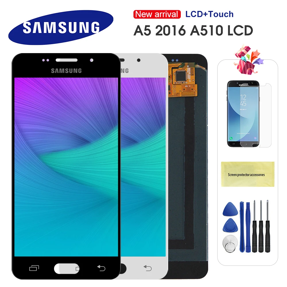 Оригинальный AMOLED ЖК дисплей для Samsung Galaxy A5 2016 A510 A510F A510M A510FD A5100 A510Y сенсорный экран