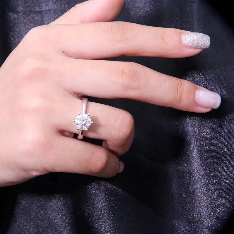 Круглое обручальное кольцо из серебра 1 0 пробы с муассанитом 925 карата | Украшения