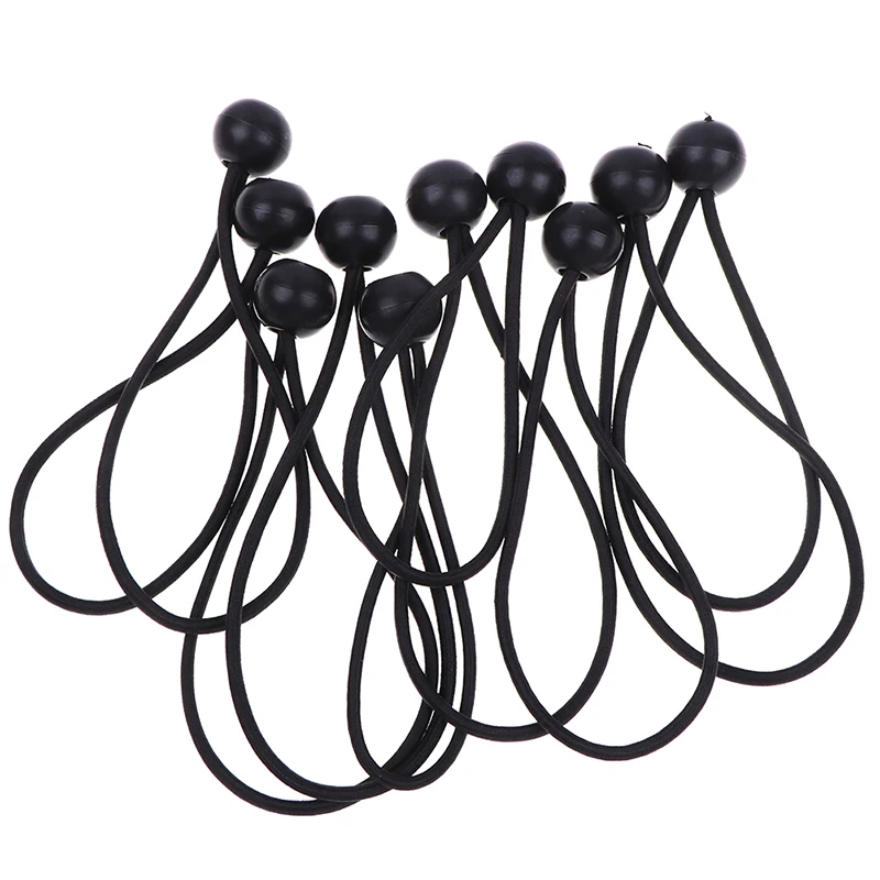 

10pcs/set Heavy Duty Ball Head Bungee Cord Tarp Canopy Tie Down Strap - Black Camping Hiking Tent Accessories