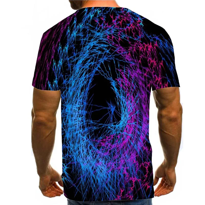 

Men Graphic T Shirts Round Neck 3D Print Short Sleeve Daily Blue Tops Abstract Tees