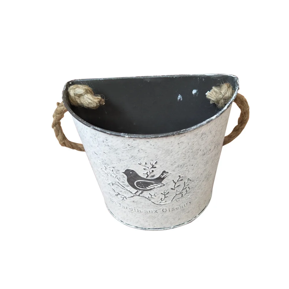 

5pcs Home Living Room Indoor Outdoor Balcony Wrought Iron Flower Pot Retro Crafts Garden Hanging Planter Basket Easy Install