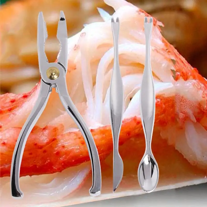 

3Pcs Seafood Tools Crab Crackers Nut Cracker Forks Shellfish Lobster Crab Kitchen Accessories Tools Supplies Cracker Set Op E3Z5