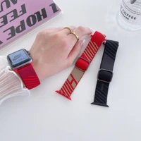 nylon adjustable strap for apple watch 7 41mm 45mm 6 5 4 se 44mm 40mm fabric elastic bracelet wristband for iwatch 3 2 42mm 38mm
