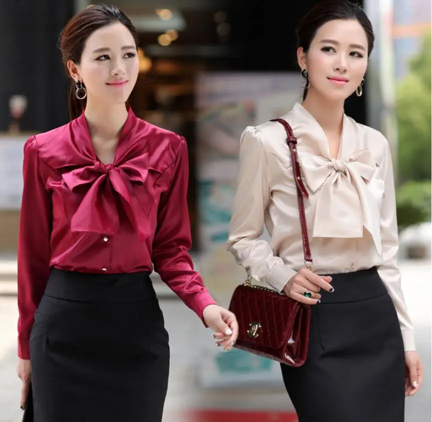 Женская блузка с длинным рукавом приталенная элегантная офисная рубашка белого