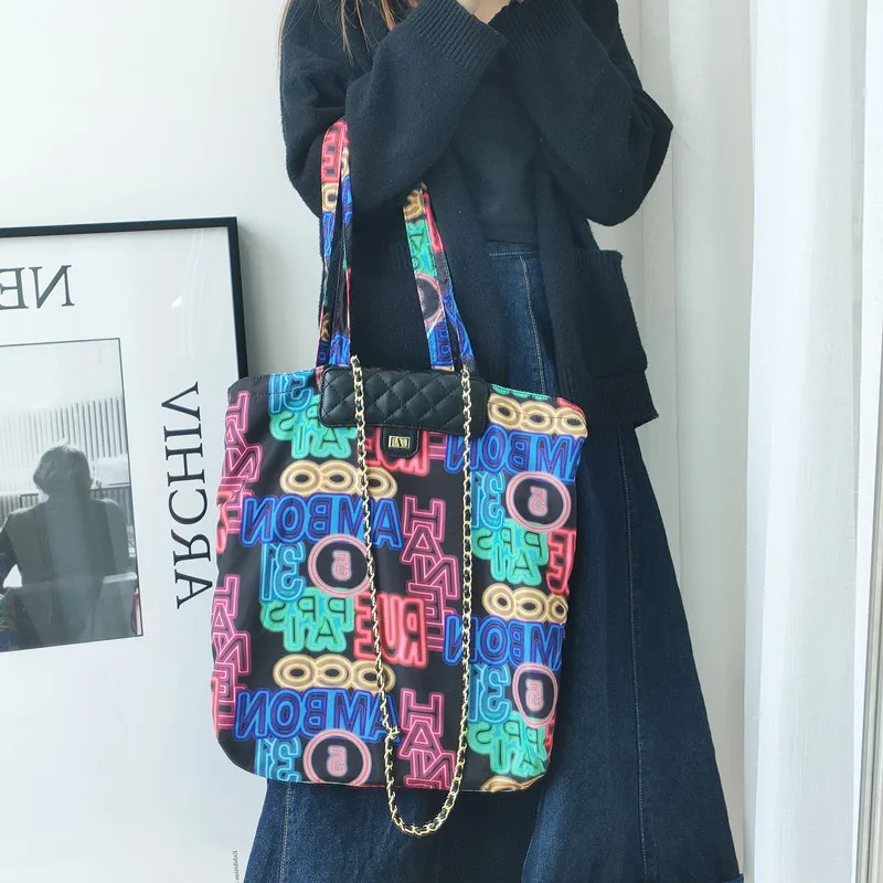 

Fashion designer one-shoulder messenger casual women's handbag shopping bag women's nylon beach two-in-one women's handbag 2021