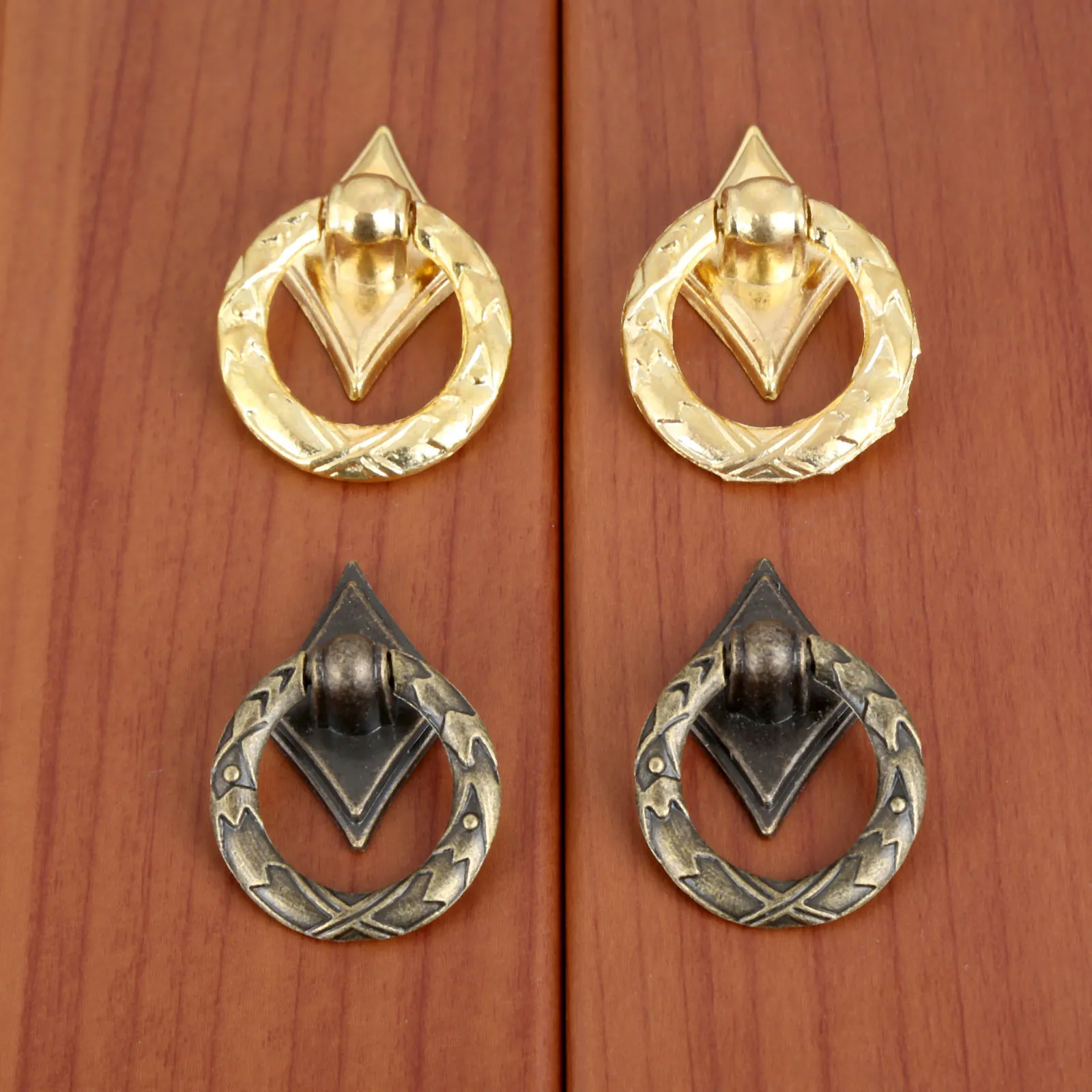 2 комплекта ручки в форме колец античная бронза/золото цинковое покрытие мини круглые ручки тянет w/Винты 21x43 мм выдвижные двери шкафа ящика Винтаж Декор