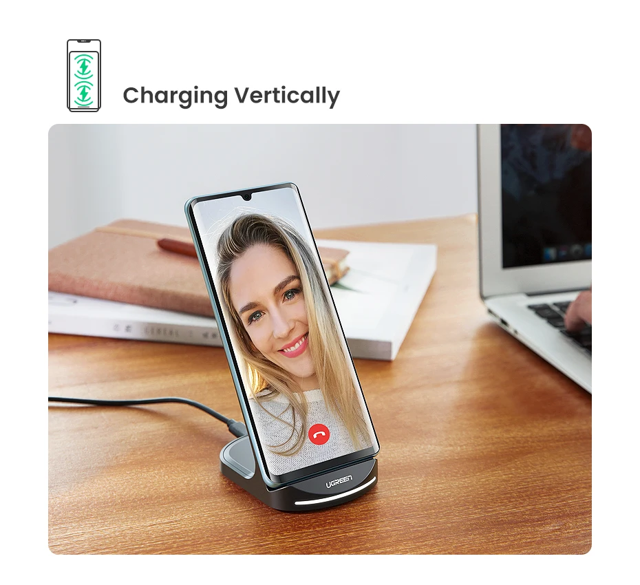 Ugreen Qi Беспроводное зарядное устройство подставка для iPhone 11 Pro X XS 8 XR samsung S9 S10 S8 S10E быстрая Беспроводная зарядная станция зарядное устройство для телефона