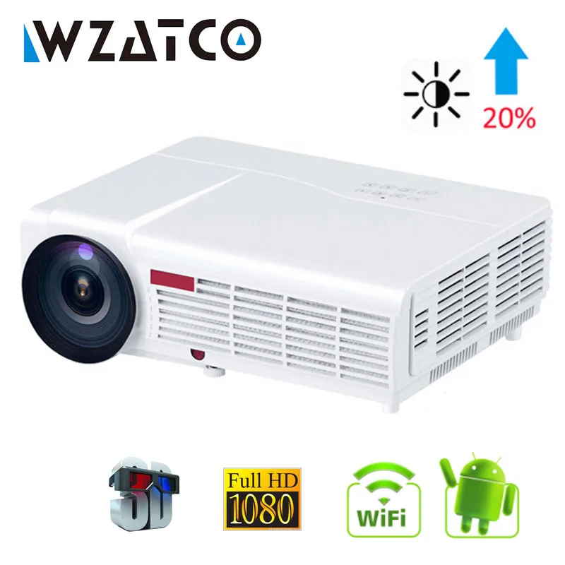 СВЕТОДИОДНЫЙ 3D проектор WZATCO 96 Вт 5500 лм Android 9 0 Wi-Fi full HD 1080P поддержка 4k