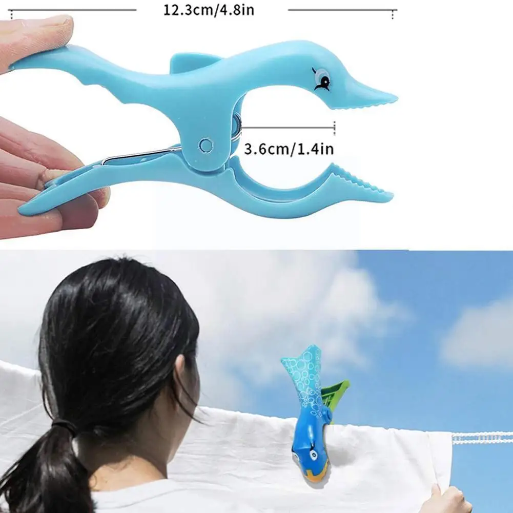 

1Pcs Cute Dolphin Slippers Shape Clip Plastic Animal Towel Sunbed Towel Holder Windproof Beach Pegs Pool Clips Clothespin T4A2