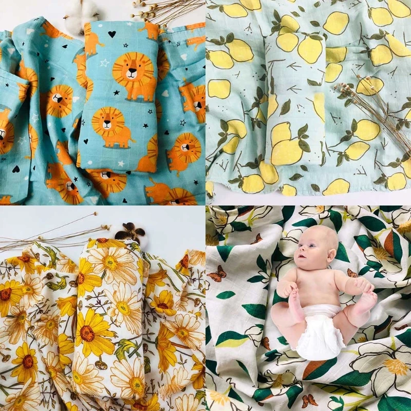 

120x120cm Baby Muslin Receiving Blanket Infant Swaddle Wrap Newborn Soft Breathable Gauze Sleepsack Stroller Cover Bedding