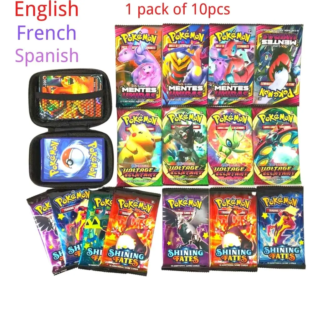 

Испанские карты покемона, железная коробка, TAKARA TOMY, боевые игры, хобби, коллекционные предметы, коллекционная игра для детей