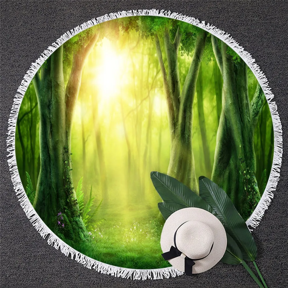 

Round tassel beach towel jellyfish bath towel travel blanket swimming cover cloth landscape round beach towel summer beach towel