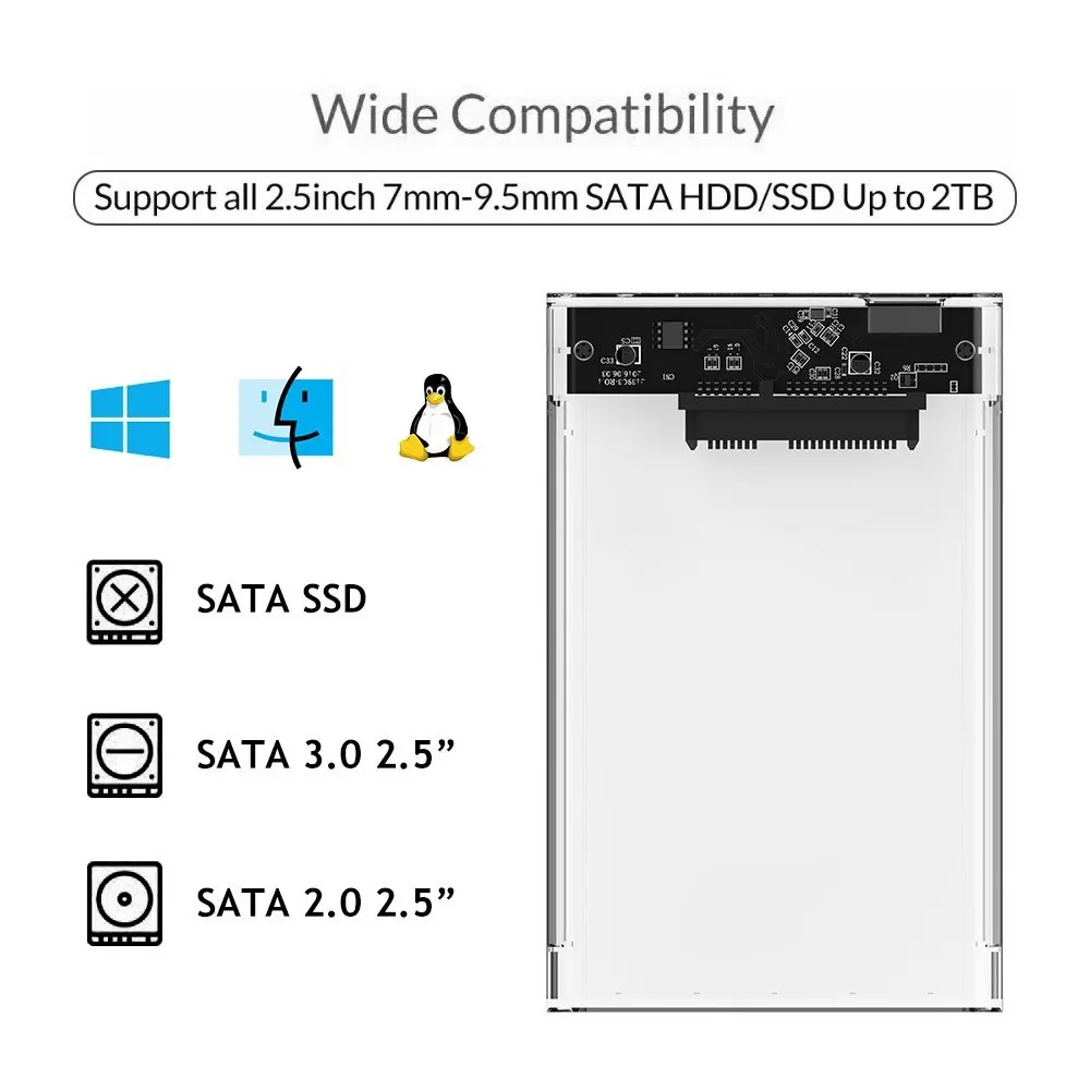 Корпус с USB3.0 на SATA3.0 футляр для внешнего жесткого диска кабелем 2 5 &quotHDD и SSD SATA