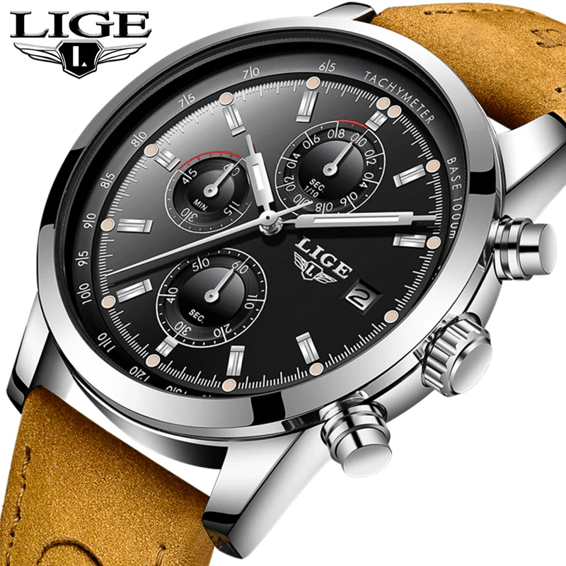 

LIGE Quartz men's watches sport business watch men top brand luxury wristwacth men military waterproof clock Relogio Masculino