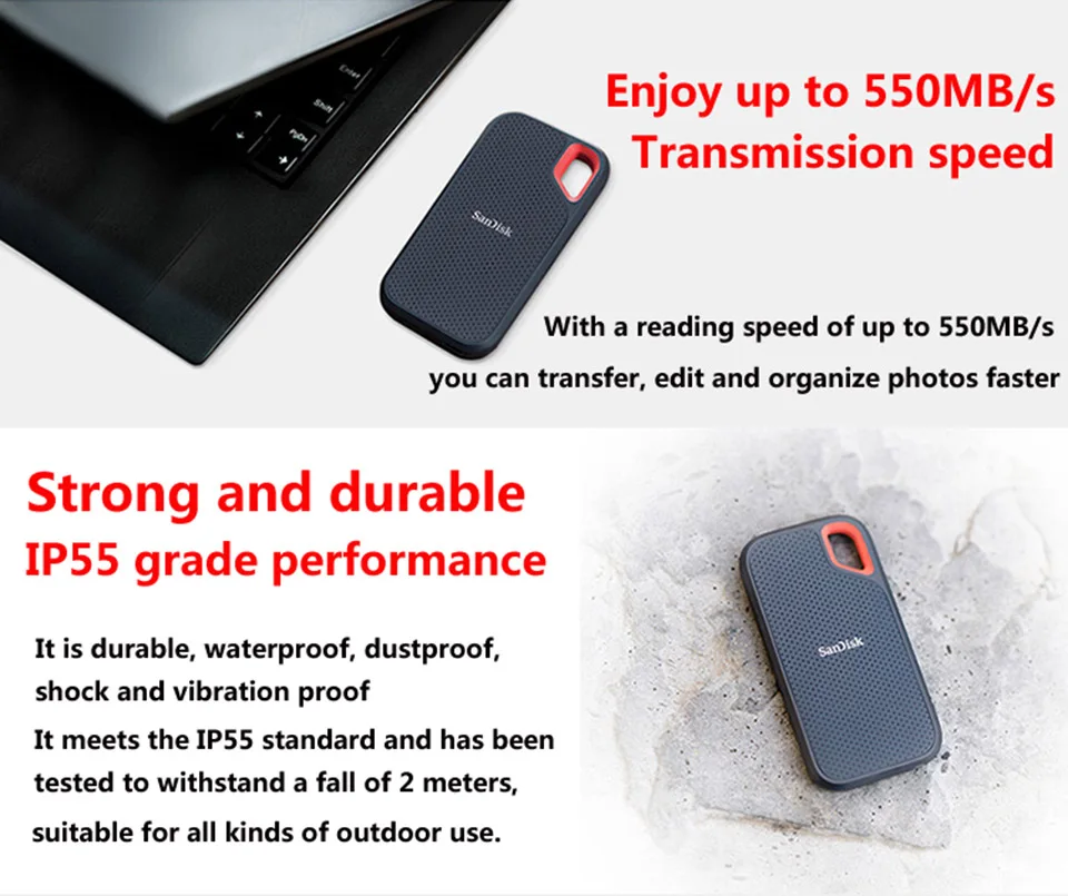 SanDisk Экстремальный портативный SSD 1 ТБ 500GB 550M внешний жесткий диск SSD USB 3,1 HD SSD жесткий диск 250GB твердотельный диск для ноутбука