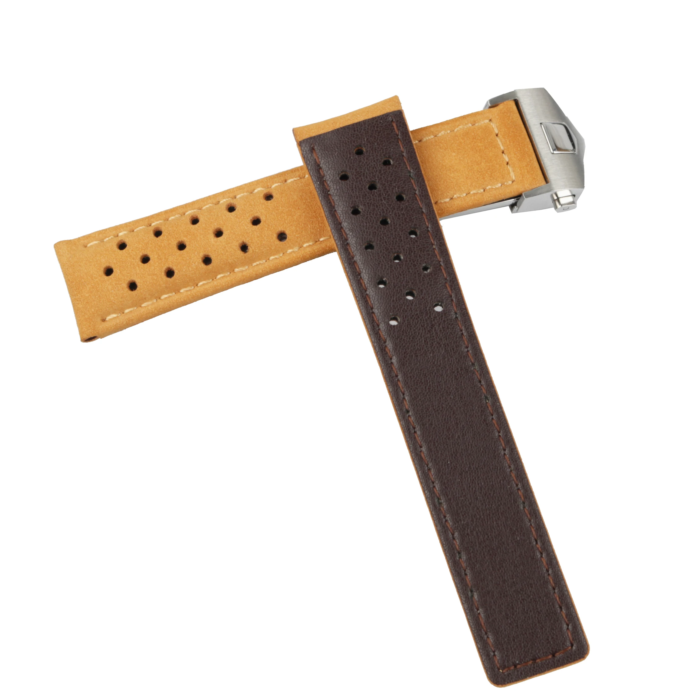 CARLYWET 20 22mm Light Brown Real Calf Leather Suede VINTAGE Replacement Wrist Leather Watch Band Strap With Clasp For Tag Heuer