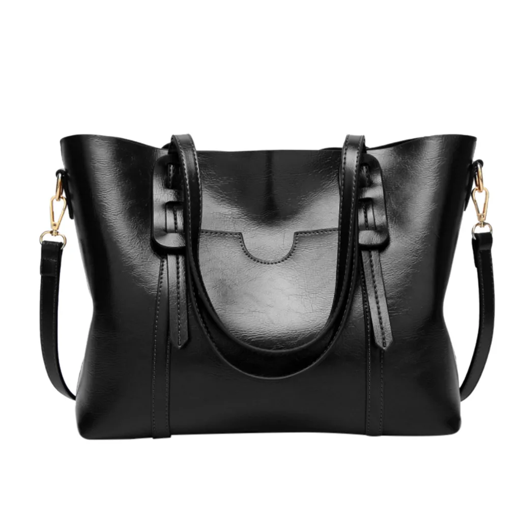 Мода 2019 Женская однотонная Большая вместительная кожаная сумка для путешествий