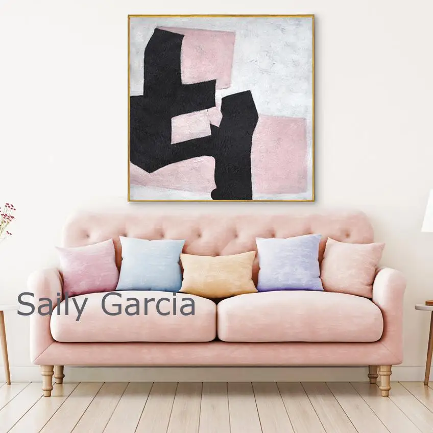 Blue Pink Black Color Matching Abstract Posters Hanging Wall Art Decoration Canvas Painting for Home Living Room Office | Дом и сад