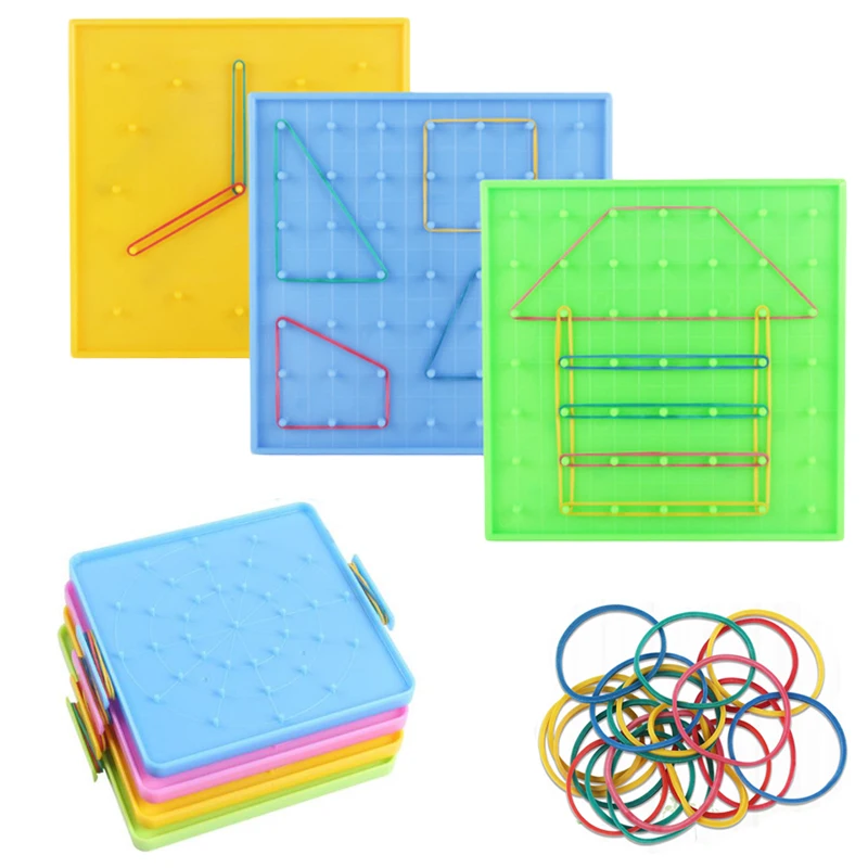 16x16 см Двусторонняя Geoboard ногтей колышек доска резинки дети учебных пособий