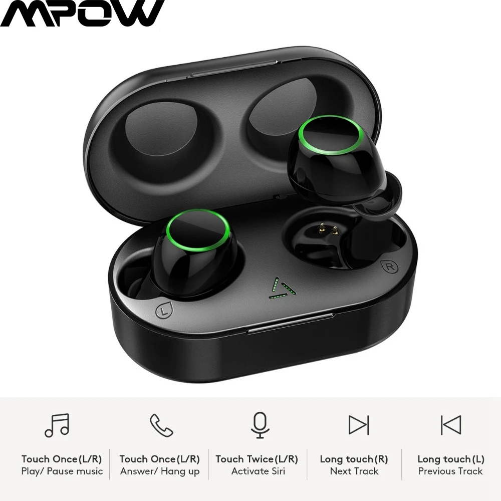 Топ Mpow T6 Беспроводной наушники уникальный штрих Управление Bluetooth 5 0 21 ч 3D стерео с