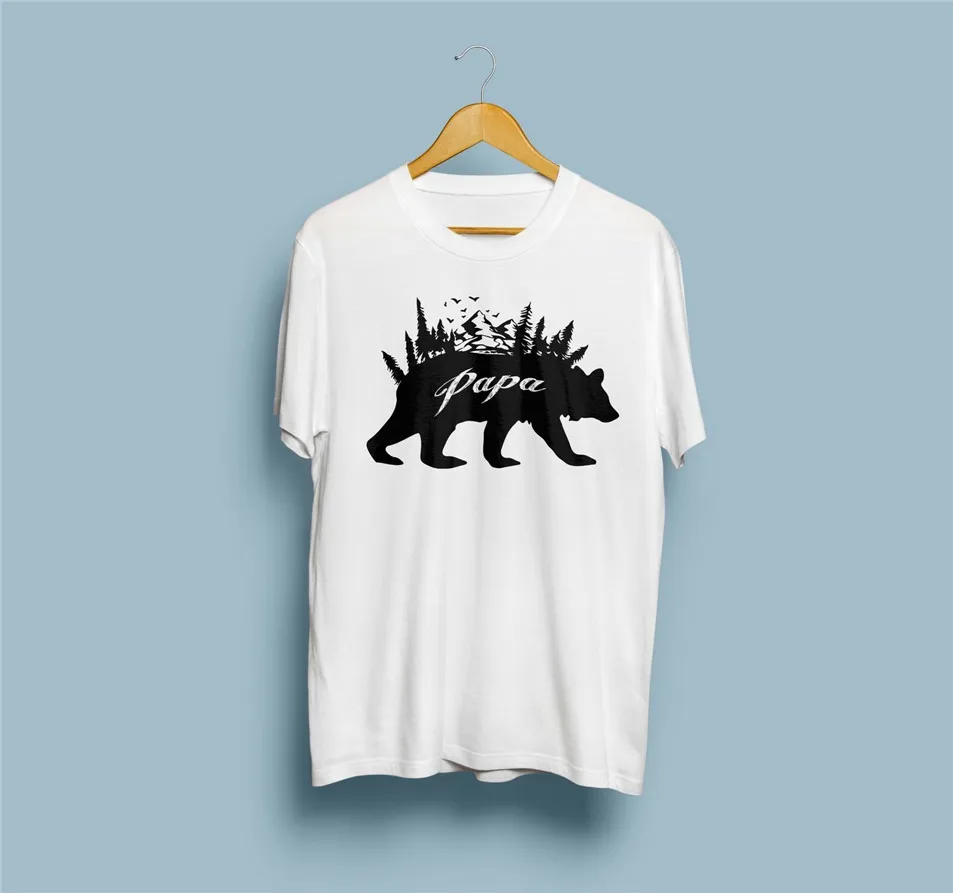 Papa Bear Unisex Animal T-Shirt Gift For Him Short Sleeve Best Dad Ever Clothes Tee Tshirt Shirt | Мужская одежда