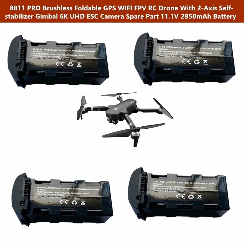

8811 PRO GPS Brushless Remote Control Drone Original 11.1V 2850mAh Battery Spare Part For 8811 PRO 6K GPS Follow RC Quadcopter