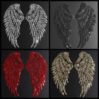 fine rainbow feather wings sequin dreamy sew iron on patches embroidered badges for clothes diy appliques craft decor