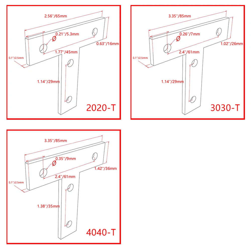 

2020/3030/4040 T Shape Corner Connector Connecting Plate Joint Bracket for 2020/3030/4040 Aluminum Profile