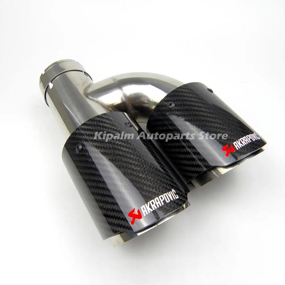 Универсальный автомобильный Akrapovic двойной выхлопной трубы прямой край углеродного волокна+ нержавеющая сталь двойной глушитель наконечник для автомобиля аксессуары