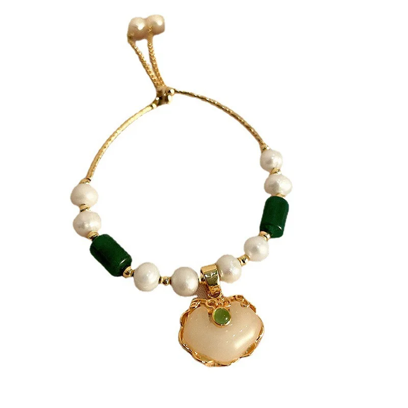 

TF-330 Pearl opal safe lock cat head bracelet ins style fashion temperament bracelet net red jewelry female