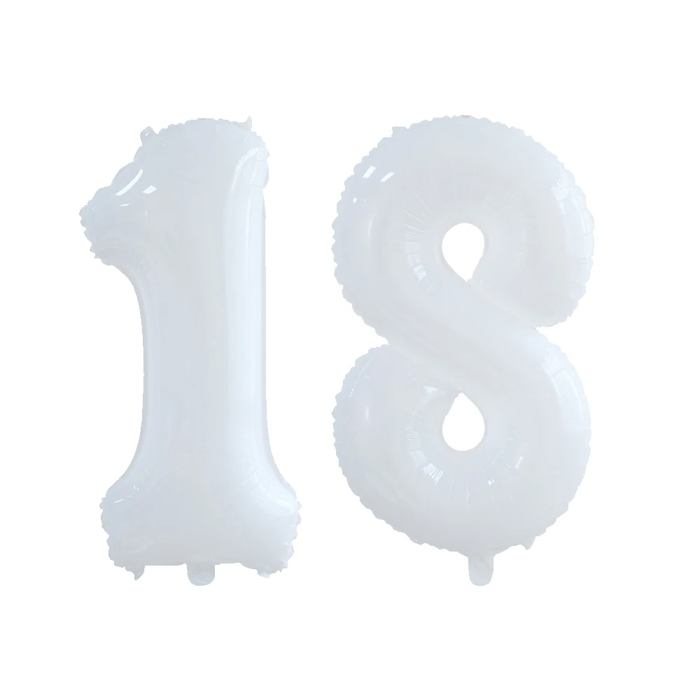 

2pcs 30inch White Number Balloon Banner 18 21 30 40 50 60 Birthday Party Decoration Adult Birthday Letter Number Foil Balloons