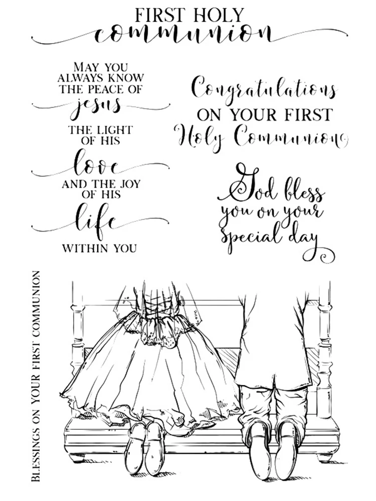 

FIRST HOLY COMMUNION Transparent Silicone Clear Stamp/Seal for DIY scrapbooking/photo album Decorative Cards Making Paper Crafts