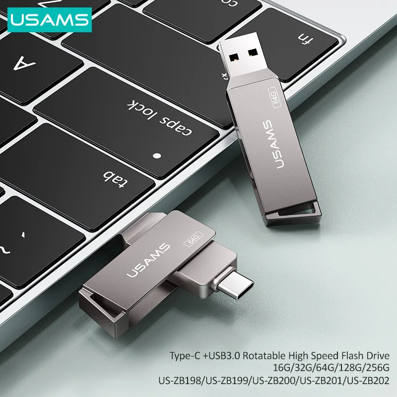 

USAMS OTG 2 IN 1 Type C USB 3.0 High Speed Flash Drives 16G 32GB 64GB 128GB 256G Pendrive USB Key For Phone Tablet Laptop