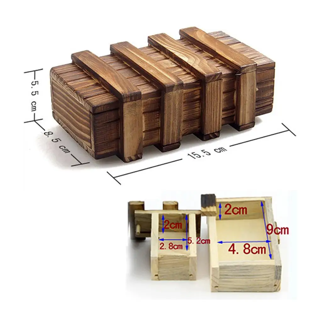 

Wooden Puzzle Box with Secret Drawer Magic Compartment Brain Teaser Children Kids Early Learning Intelligence Funny Puzzle Toys