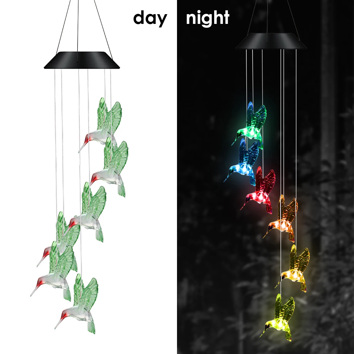 

Светодиодный ряные колокольчики на солнечной батарее, светодиодные водонепроницаемые колокольчики с изменением цвета, подходят для украш...