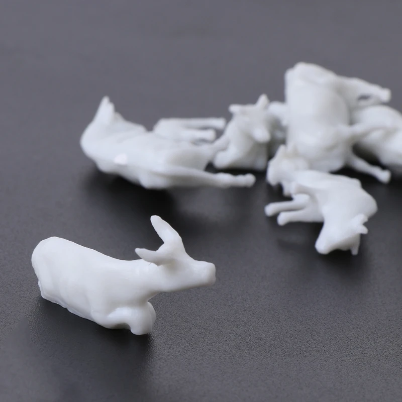 

New 10pcs 1:87 Diy HO Scale White Cow Model Train Layout Model Building Toys C5AA