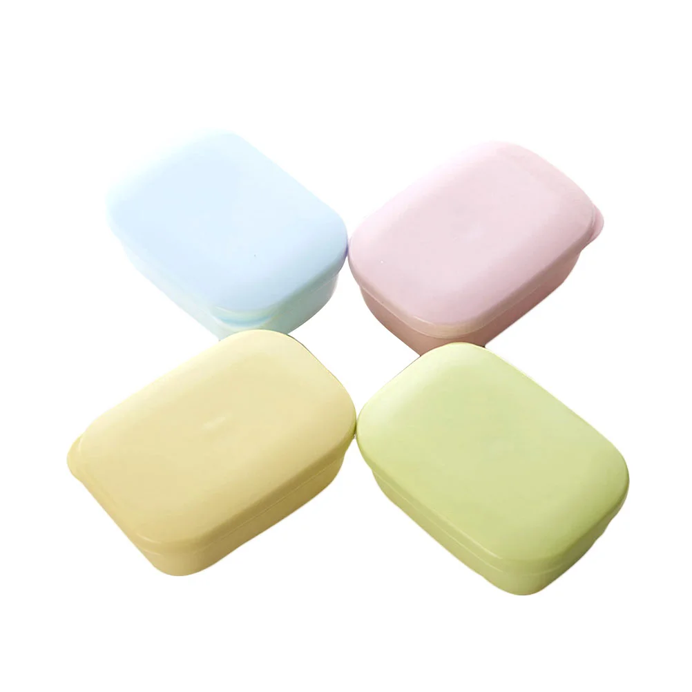 

4pcs Soap Box Double Layer Soap Dish with Lid Soap Holder with Drain Soap Case Container for Bathroom and Kitchen Sinks (Random